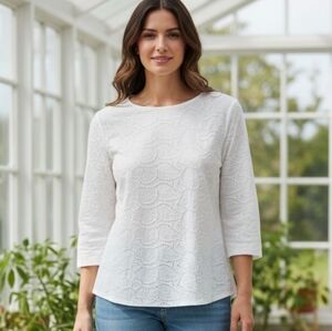 Ann Taylor White Eyelet Blouse
